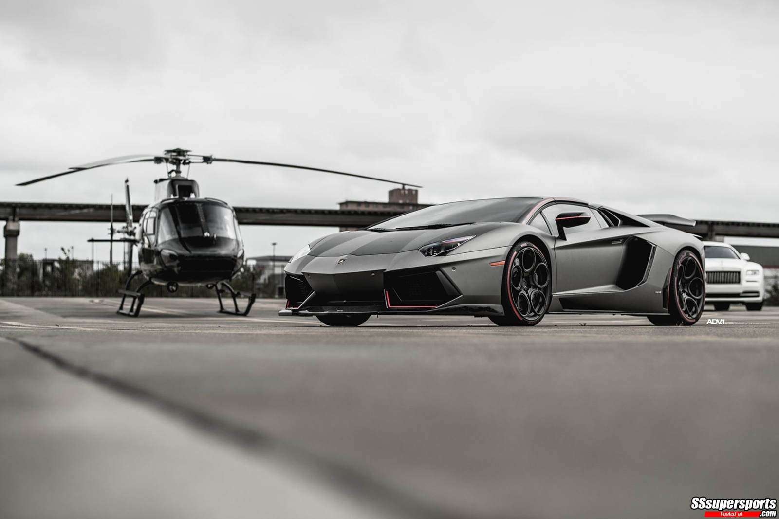 8 Frozen Gray Dmc Lamborghini Aventador Roadster On Adv1 Wheels Front